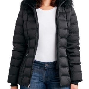 Nautica Women's Faux Fur trimmed hood puffer Jacket